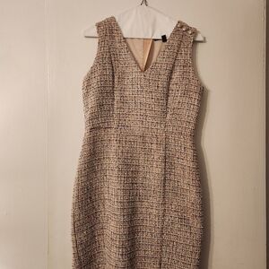 White House Black Market Tweed V-Neck Dress